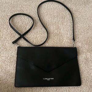Black Faux Leather Clutch with Strap